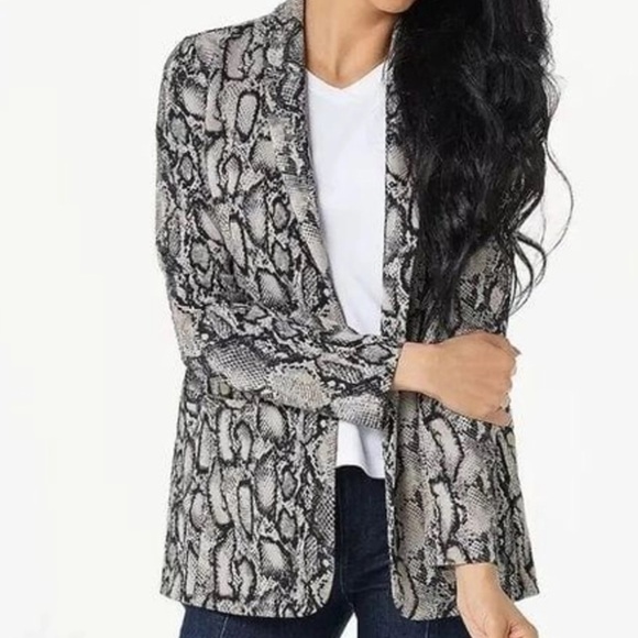 Susan Graver animal print blazer single button front Sz 3X smart ponte - Picture 1 of 8